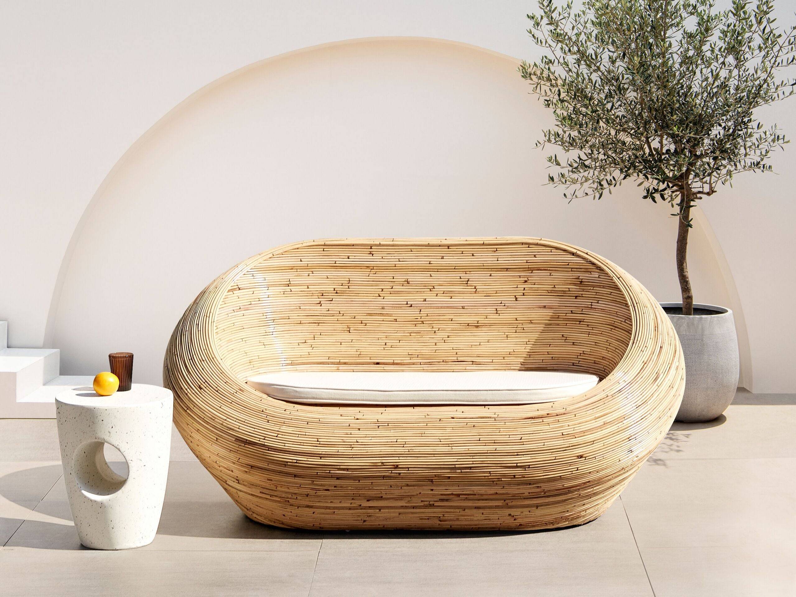 Beliani - Canapé de jardin, 2 Personnes Rotin Naturel MAIORI - Beliani - Imagen 1