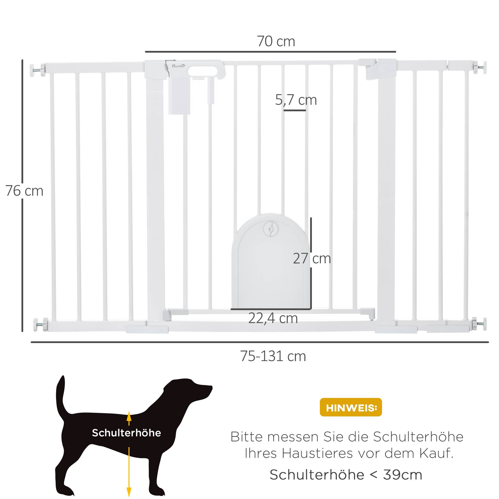 Sans Marque - Barrière de sécurité pour animaux, fixation par serrage, acier, blanc, 75-131x76 cm - Image 5