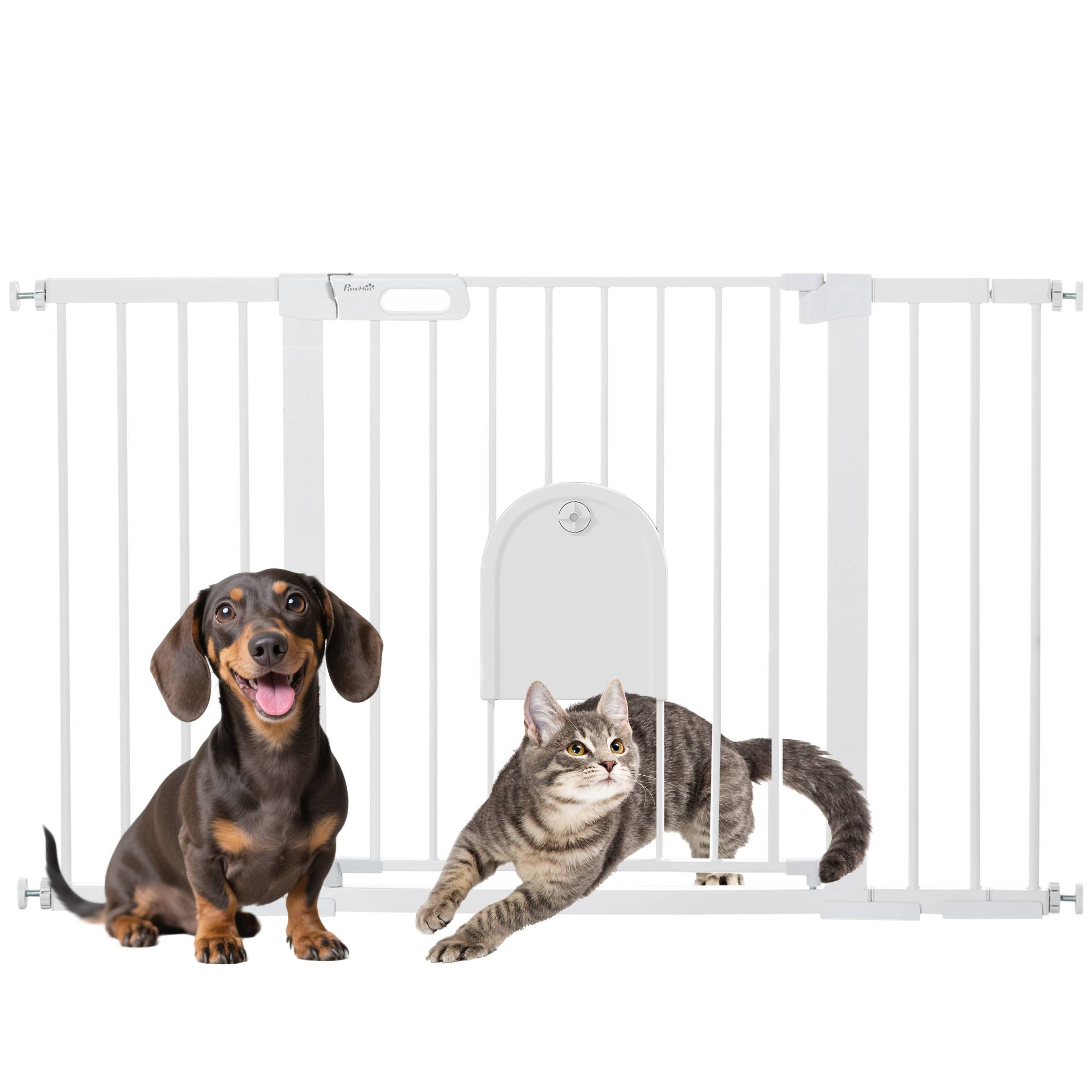 Sans Marque - Barrière de sécurité pour animaux, fixation par serrage, acier, blanc, 75-131x76 cm - Image 1