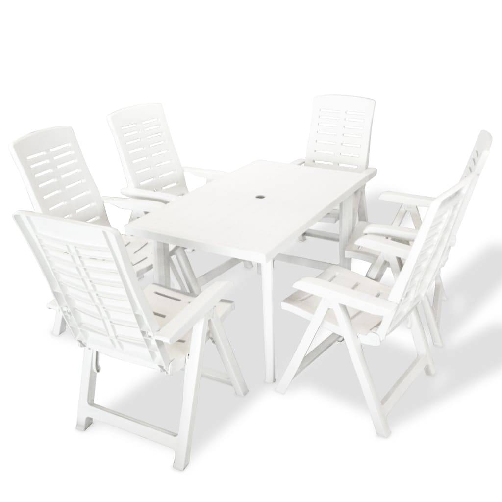 Vidaxl - Ensemble à manger d'extérieur 7 pcs Plastique Blanc vidaXL 275075 - Imagen 1