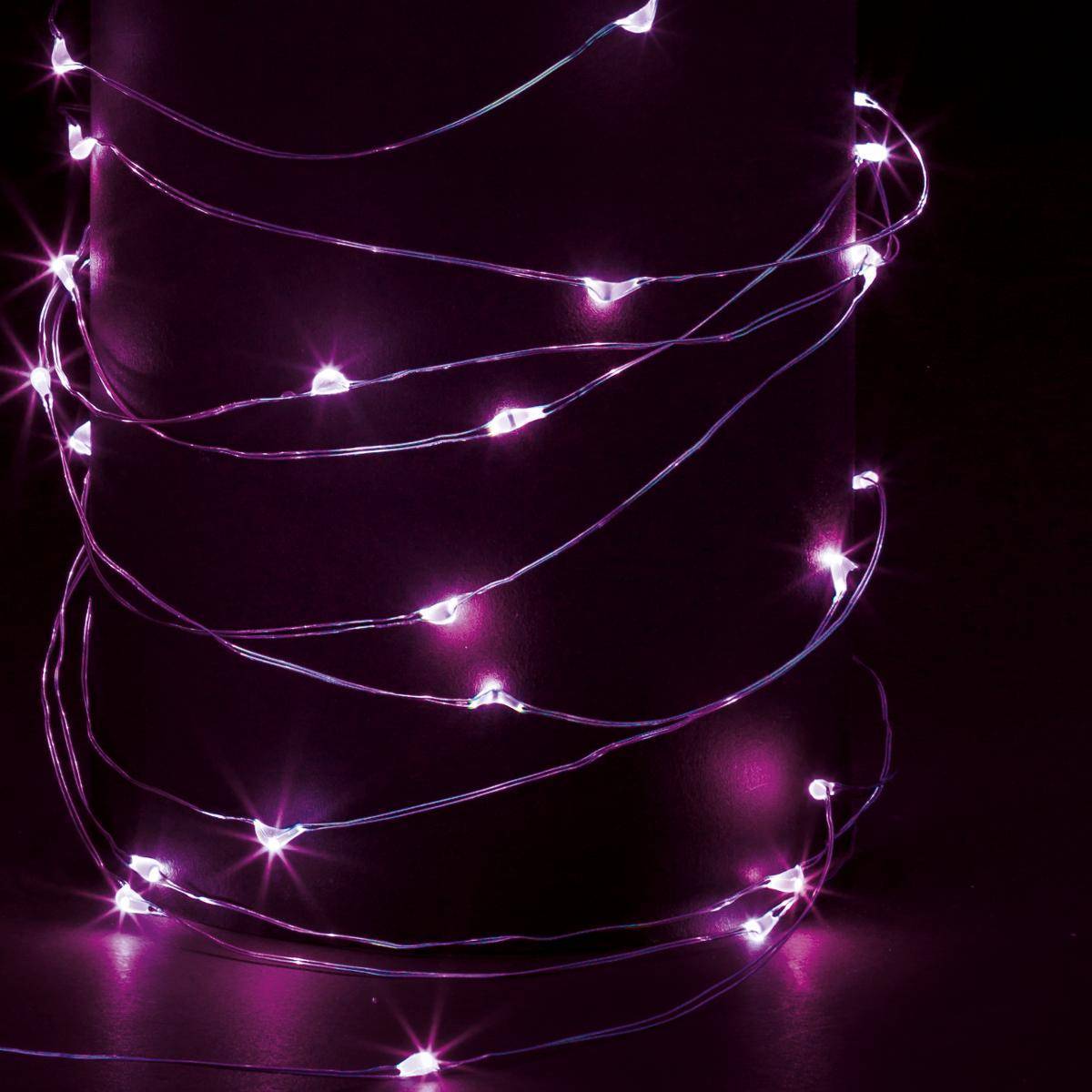 Fééric Lights & Christmas - Guirlande lumineuse intérieur 10m rose 100 LED à piles FEERIC LIGHTS & CHRISTMAS