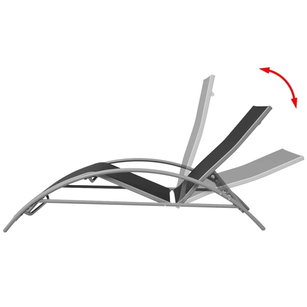 Helloshop26 - Chaises longues transat bain de soleil 156 x 60 x 89 cm en aluminium noir - Imagen 4