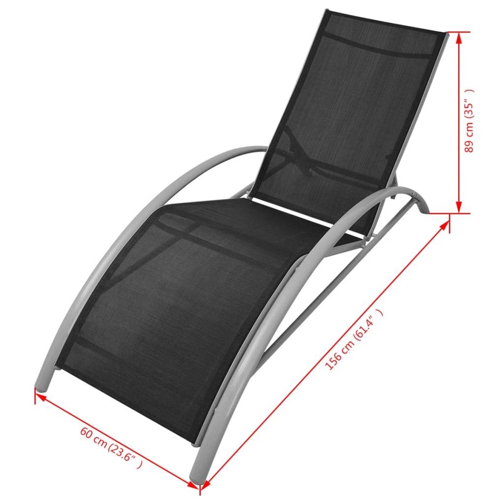 Helloshop26 - Chaises longues transat bain de soleil 156 x 60 x 89 cm en aluminium noir - Imagen 6