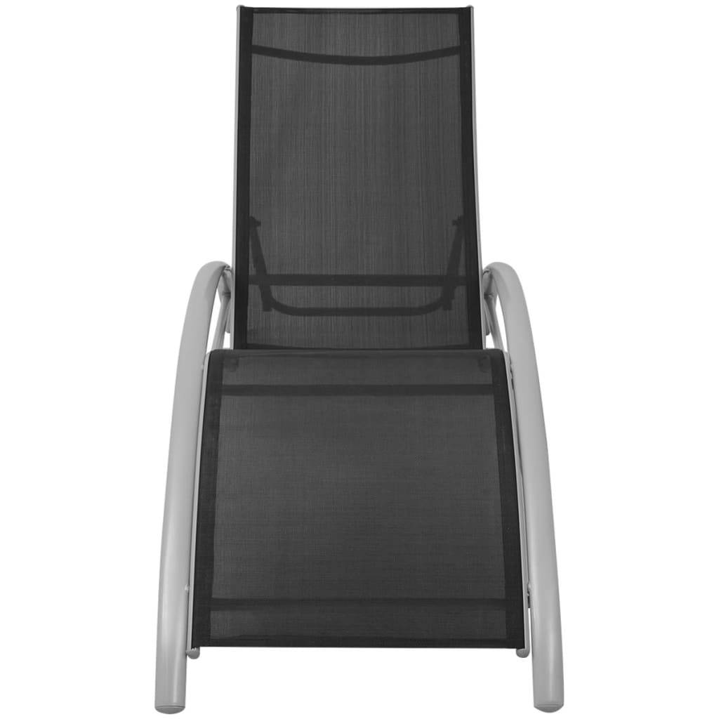 Helloshop26 - Chaises longues transat bain de soleil 156 x 60 x 89 cm en aluminium noir - Imagen 2