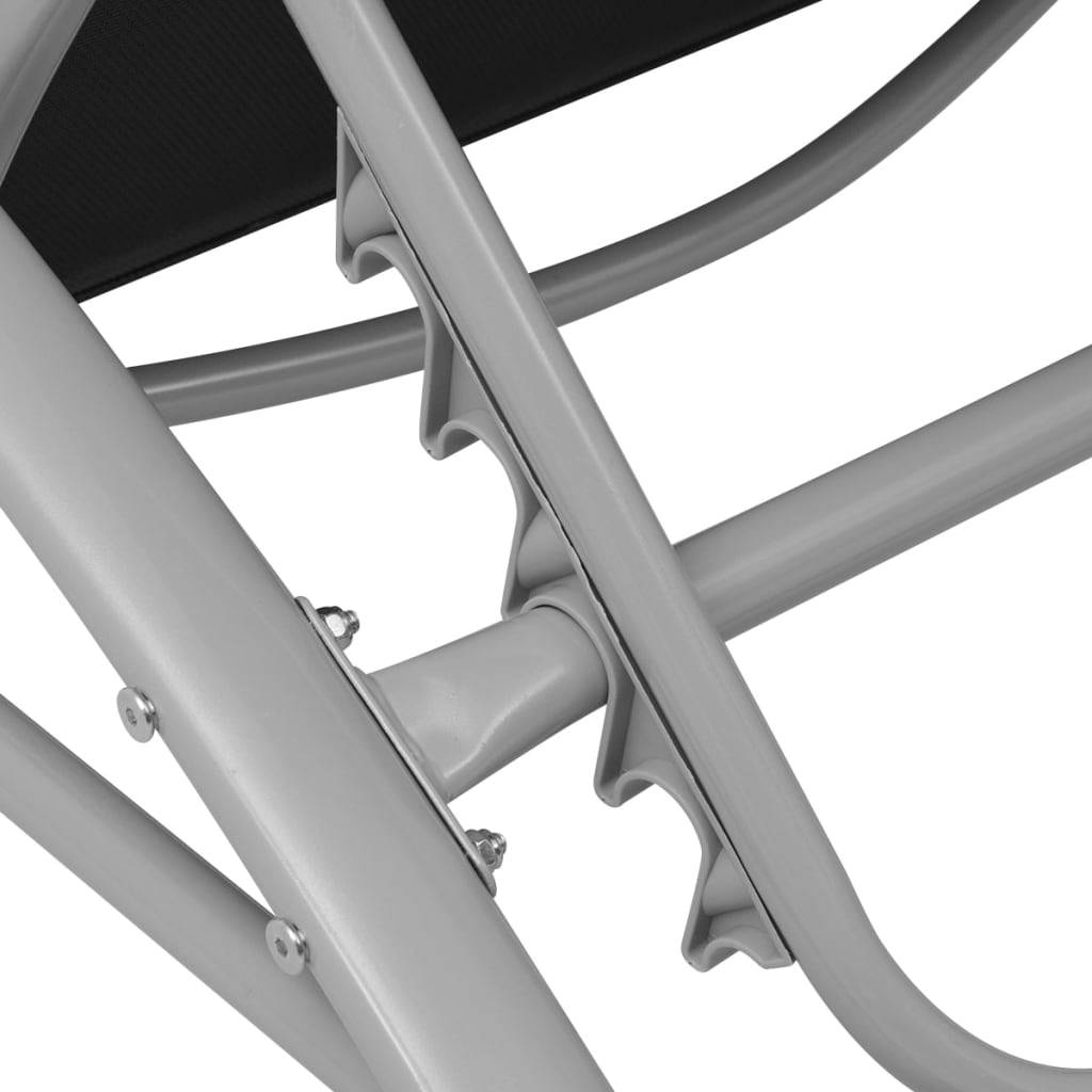 Helloshop26 - Chaises longues transat bain de soleil 156 x 60 x 89 cm en aluminium noir - Imagen 5