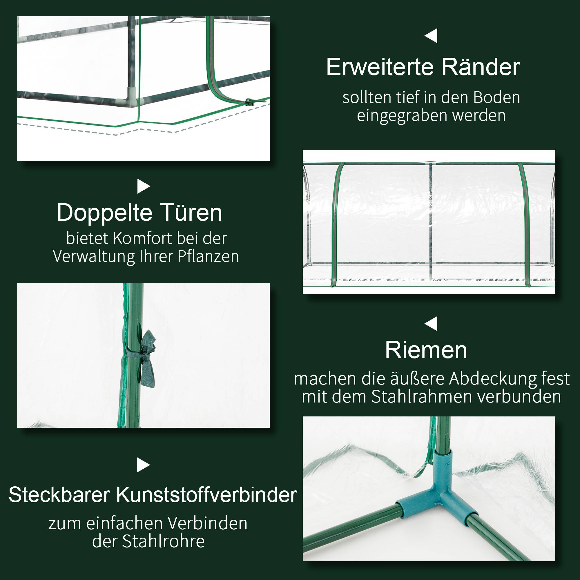 Serre de forçage acier et plastique pour potager extérieur croissance 200x100x80cm transparent - ComfortXL Outdoor Living - Image 7