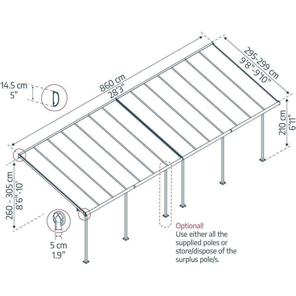 Canopia - Canopia Pergola Sierra 3X8,6 Grise - Imagen 3