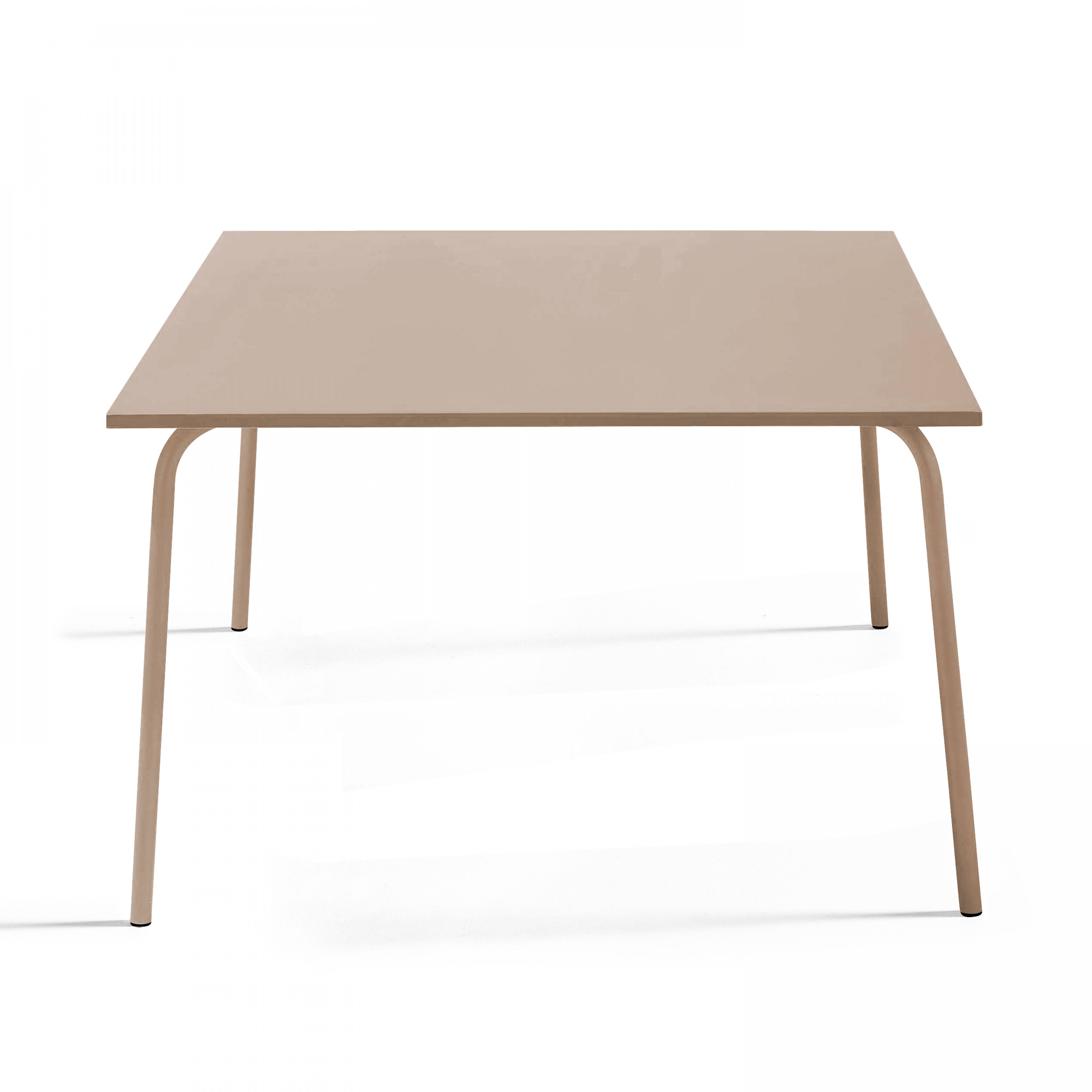 Oviala - Ensemble table de jardin carrée et 4 bancs en métal taupe  Palavas - Oviala - Imagen 6