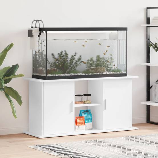 Grand Meuble Aquarium Bois d'ingénierie Rangement Ouvert 121x41x58 cm Blanc - ComfortXL Outdoor Living - Image 1