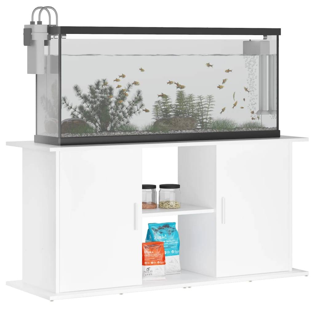 Grand Meuble Aquarium Bois d'ingénierie Rangement Ouvert 121x41x58 cm Blanc - ComfortXL Outdoor Living - Image 3