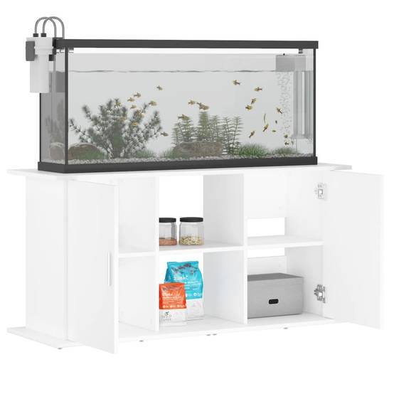 Grand Meuble Aquarium Bois d'ingénierie Rangement Ouvert 121x41x58 cm Blanc - ComfortXL Outdoor Living - Image 4