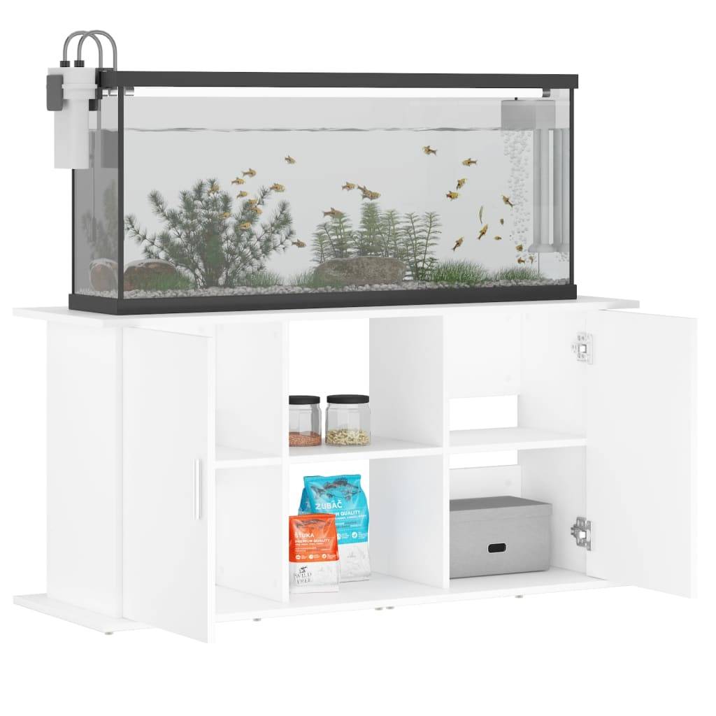 Grand Meuble Aquarium Bois d'ingénierie Rangement Ouvert 121x41x58 cm Blanc - ComfortXL Outdoor Living - Image 4