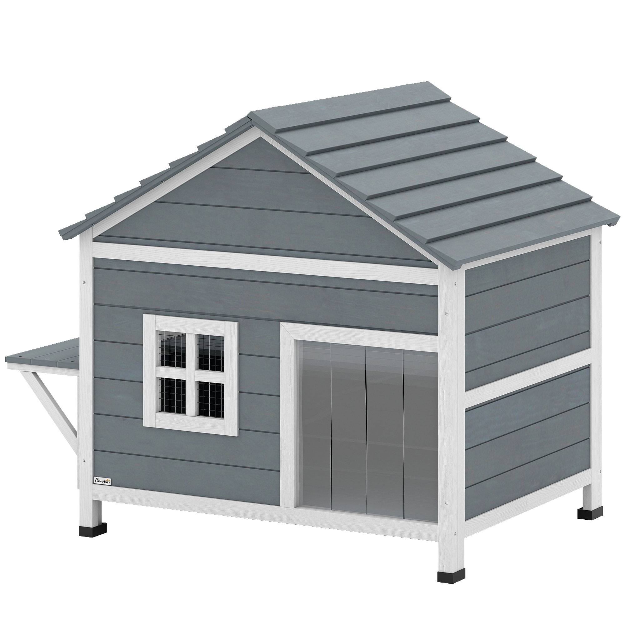 Maison chat bois 2 étages niche toit rabattable étanche plateforme latérale 101x72,5x81 cm gris - Image 2