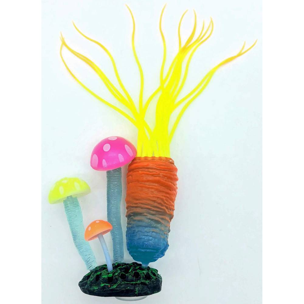 Décoration Aquarium Fluo Anémone et poisson Taille 7 x 3.5 x 15 cm couleur aléatoire. - Imagen 3