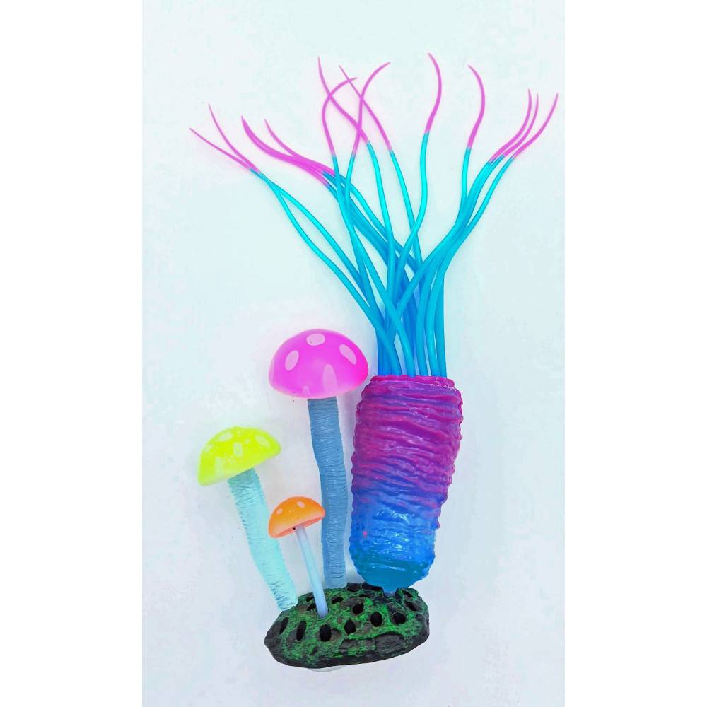 Décoration Aquarium Fluo Anémone et poisson Taille 7 x 3.5 x 15 cm couleur aléatoire. - Imagen 2
