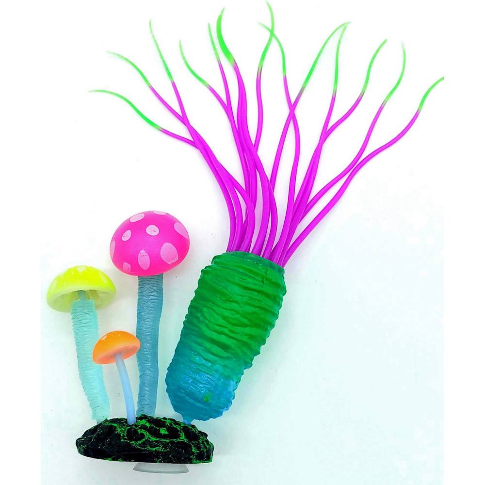 Décoration Aquarium Fluo Anémone et poisson Taille 7 x 3.5 x 15 cm couleur aléatoire. - Imagen 1