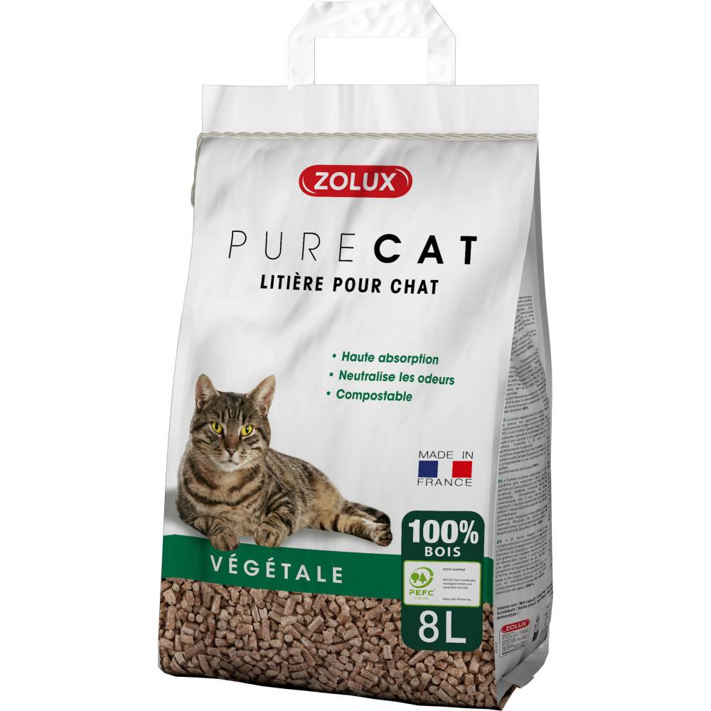 Zolux - zolux - Litière végétale granules de bois PureCat 8 L soit 5.66 kg pour chat - Imagen 3