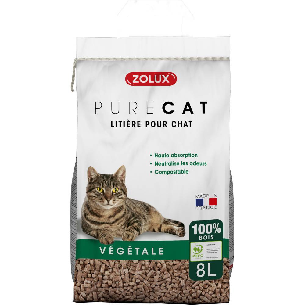 Zolux - zolux - Litière végétale granules de bois PureCat 8 L soit 5.66 kg pour chat - Imagen 2