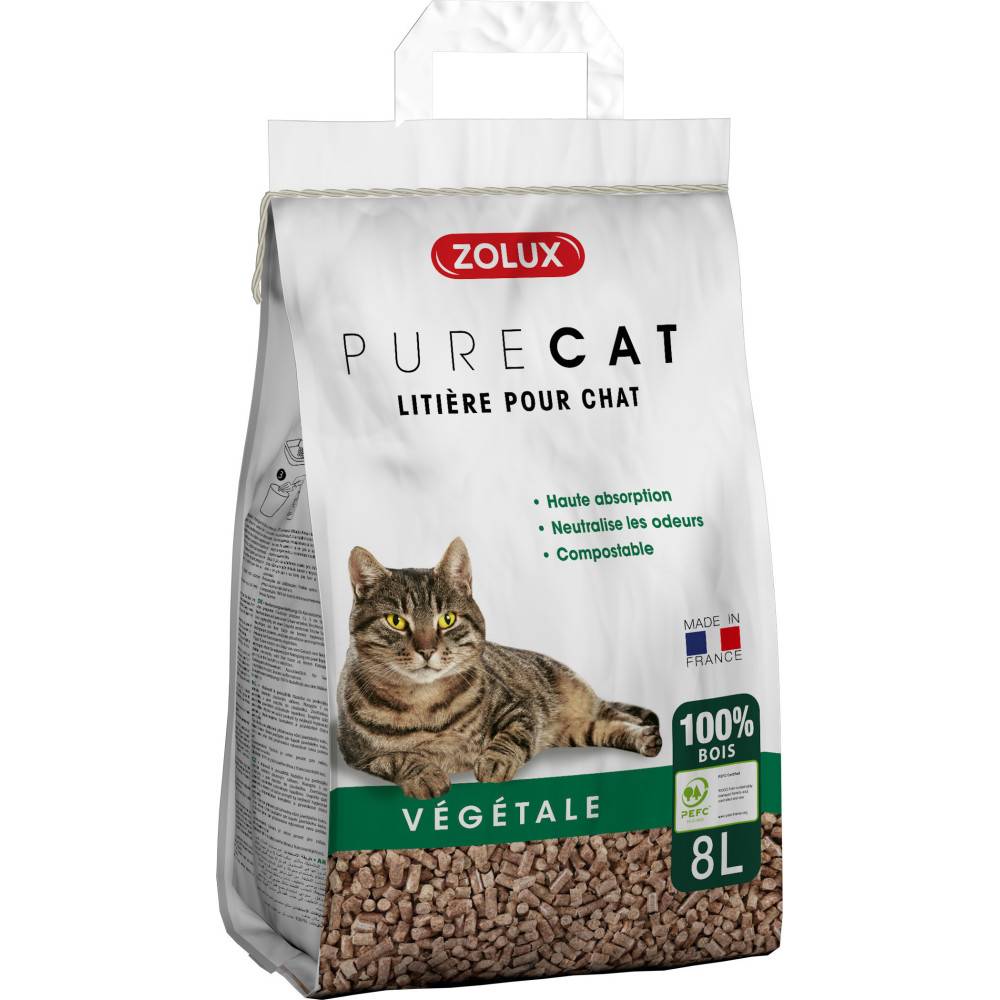 Zolux - zolux - Litière végétale granules de bois PureCat 8 L soit 5.66 kg pour chat - Imagen 1