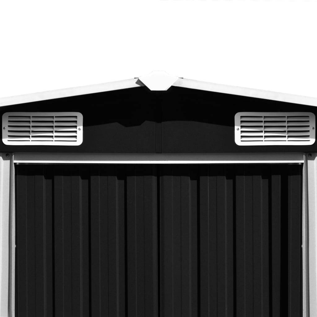 Helloshop26 - Abri de jardin cabane cabanon maison de stockage remise extérieur hangar outils robuste 257 x 489 x 181 cm métal anthracite - Imagen 3