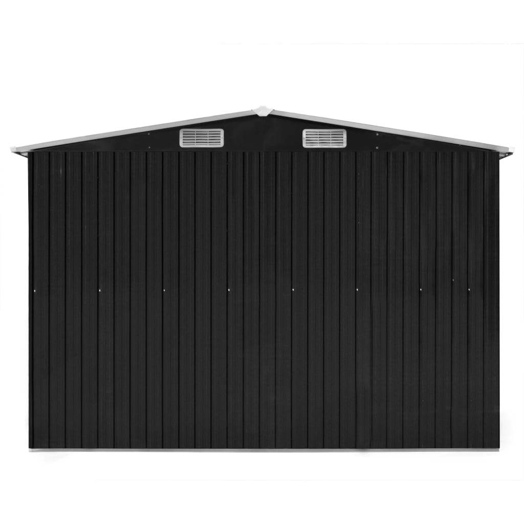 Helloshop26 - Abri de jardin cabane cabanon maison de stockage remise extérieur hangar outils robuste 257 x 489 x 181 cm métal anthracite - Imagen 4