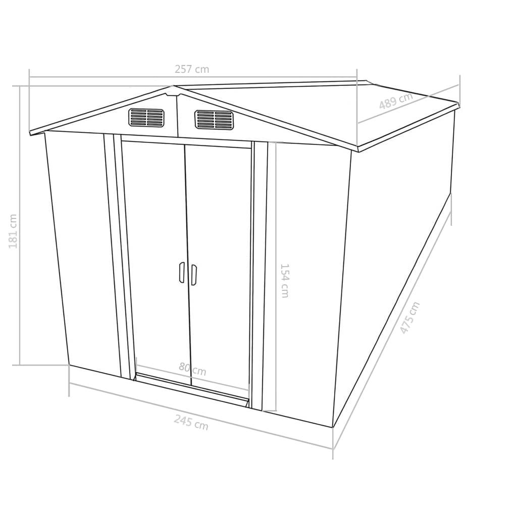 Helloshop26 - Abri de jardin cabane cabanon maison de stockage remise extérieur hangar outils robuste 257 x 489 x 181 cm métal anthracite - Imagen 8