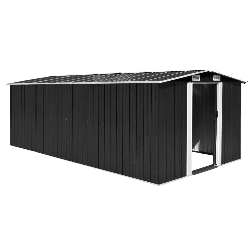 Helloshop26 - Abri de jardin cabane cabanon maison de stockage remise extérieur hangar outils robuste 257 x 489 x 181 cm métal anthracite - Imagen 1