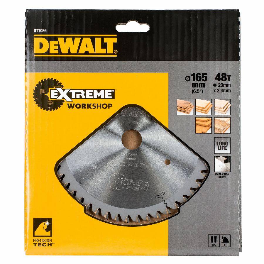 Lame scie circulaire plongeante 165x20 mm 48 Dents Extrême workshop DEWALT - DT1086-QZ - Image 2