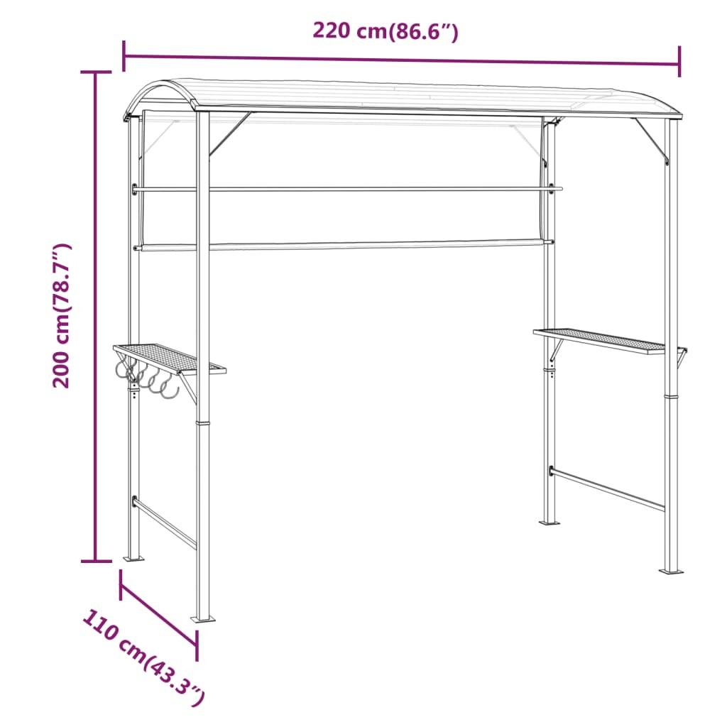 Vidaxl - Belvédère avec toit 220x110x200 cm Anthracite vidaXL 318533 - Image 3
