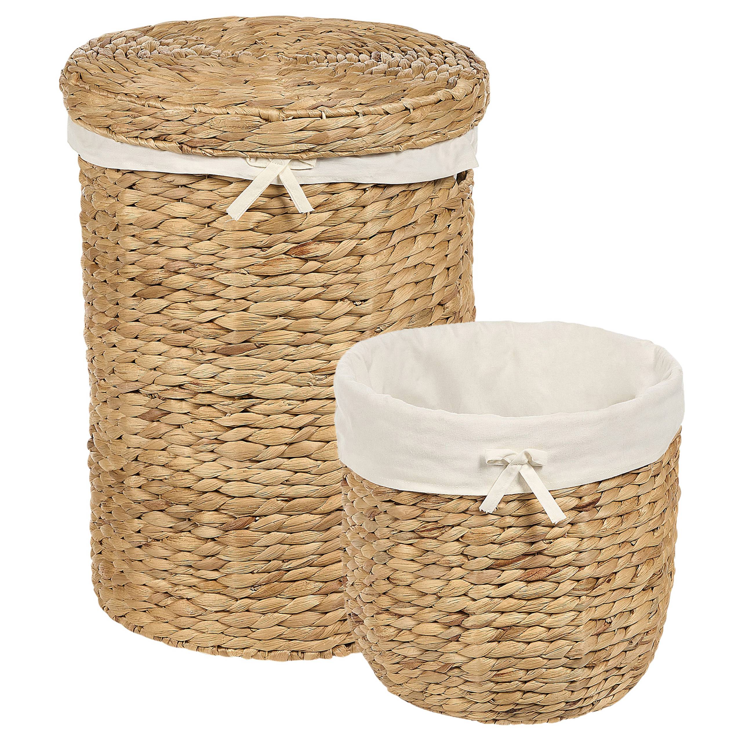 Beliani - Paniers à linge Fibre de jacinthe d'eau Naturel DANANG - 32x32x30- Beliani - Imagen 2