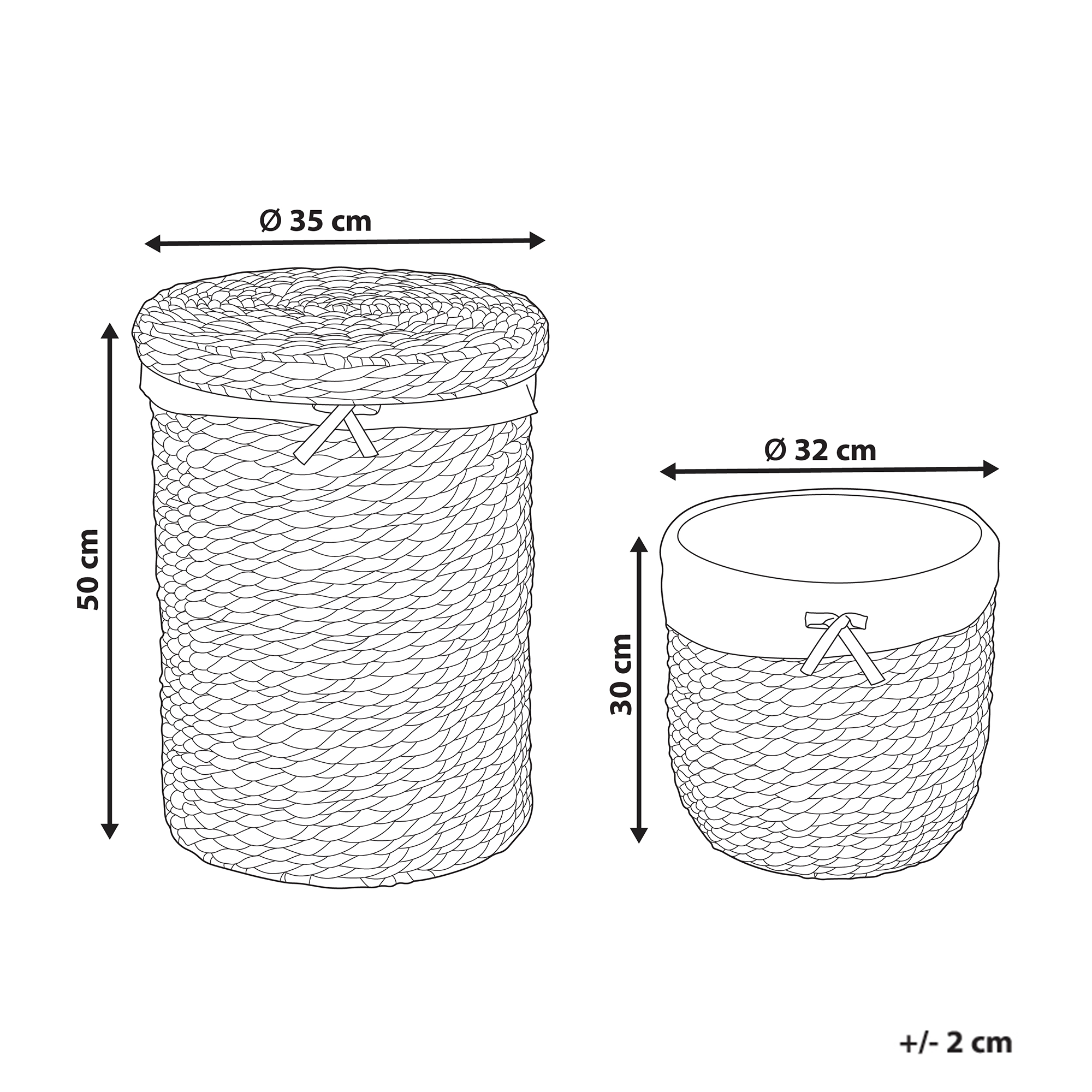Beliani - Paniers à linge Fibre de jacinthe d'eau Naturel DANANG - 32x32x30- Beliani - Imagen 3