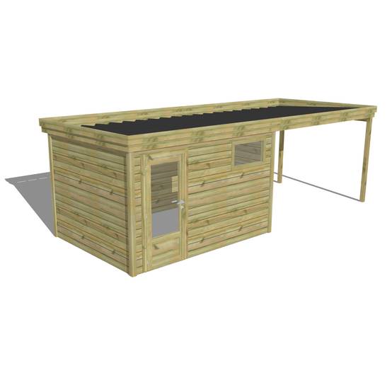ABRI DE JARDIN bois autoclave 27mm - 6,94x2,64m / 18m2 - Bac acier - Abri Français - Image 1