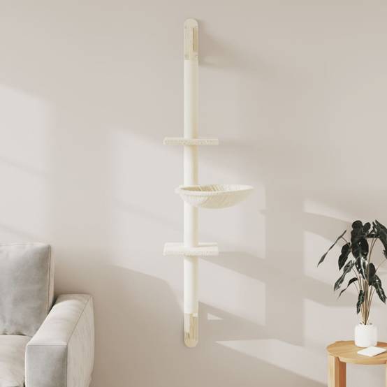 Arbre à chat mural bois et sisal crème 22 x 40 x 142.5 cm - PANGIVO - Image 1