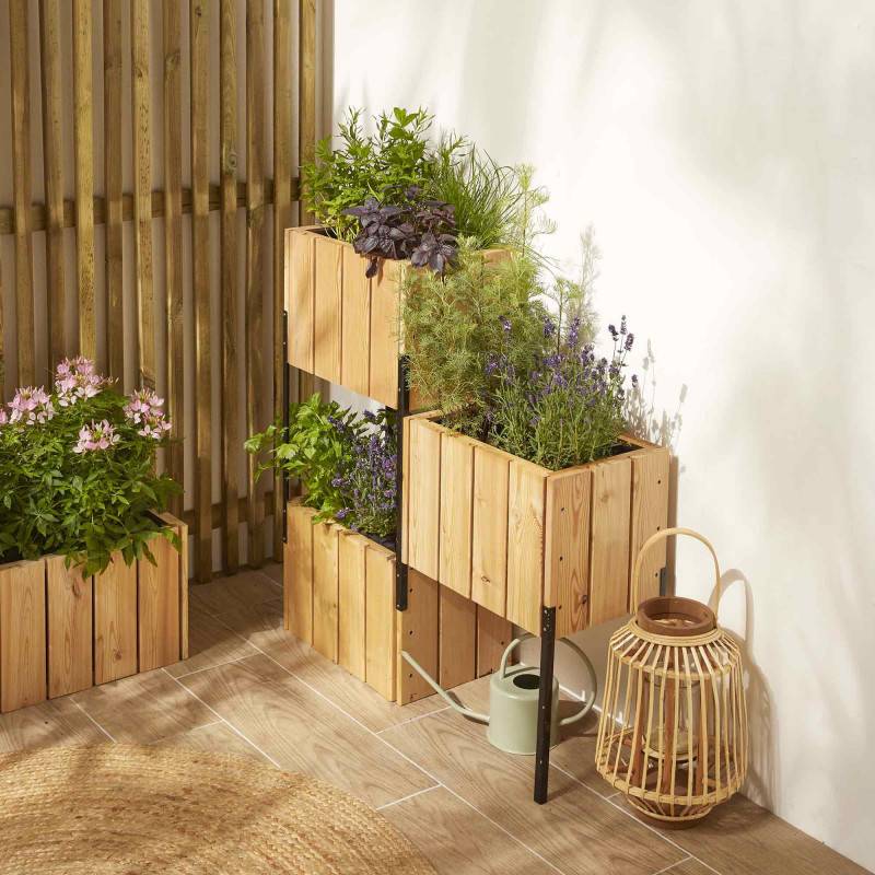 Forest Style - Bacs à fleurs sur pieds Acanta - Mélèze - 83 x 28 x 86 cm - Imagen 3