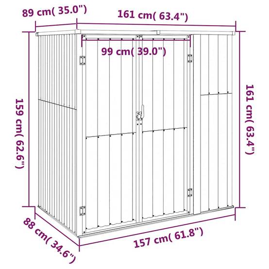 Vidaxl - Abri à outils de jardin marron 161x89x161 cm acier galvanisé vidaXL 316212 - Image 3