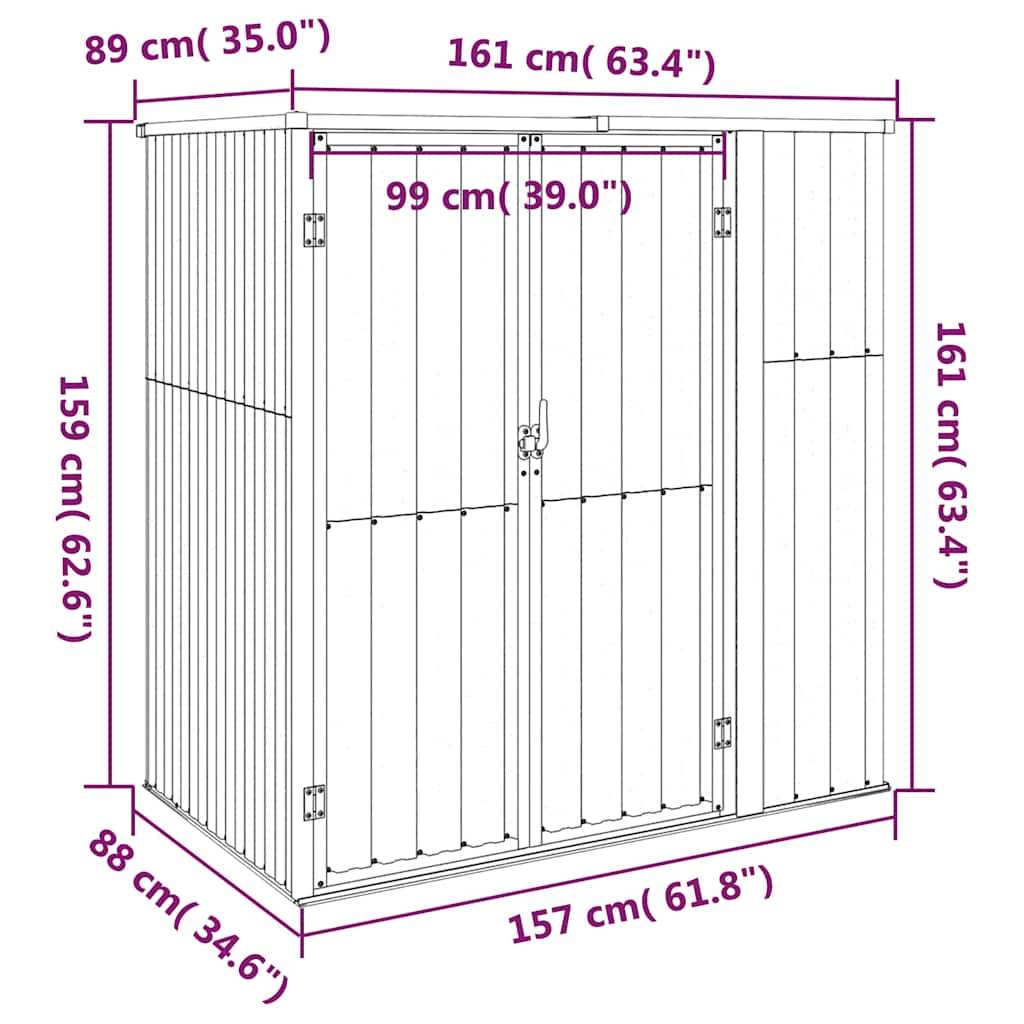 Vidaxl - Abri à outils de jardin marron 161x89x161 cm acier galvanisé vidaXL 316212 - Image 3