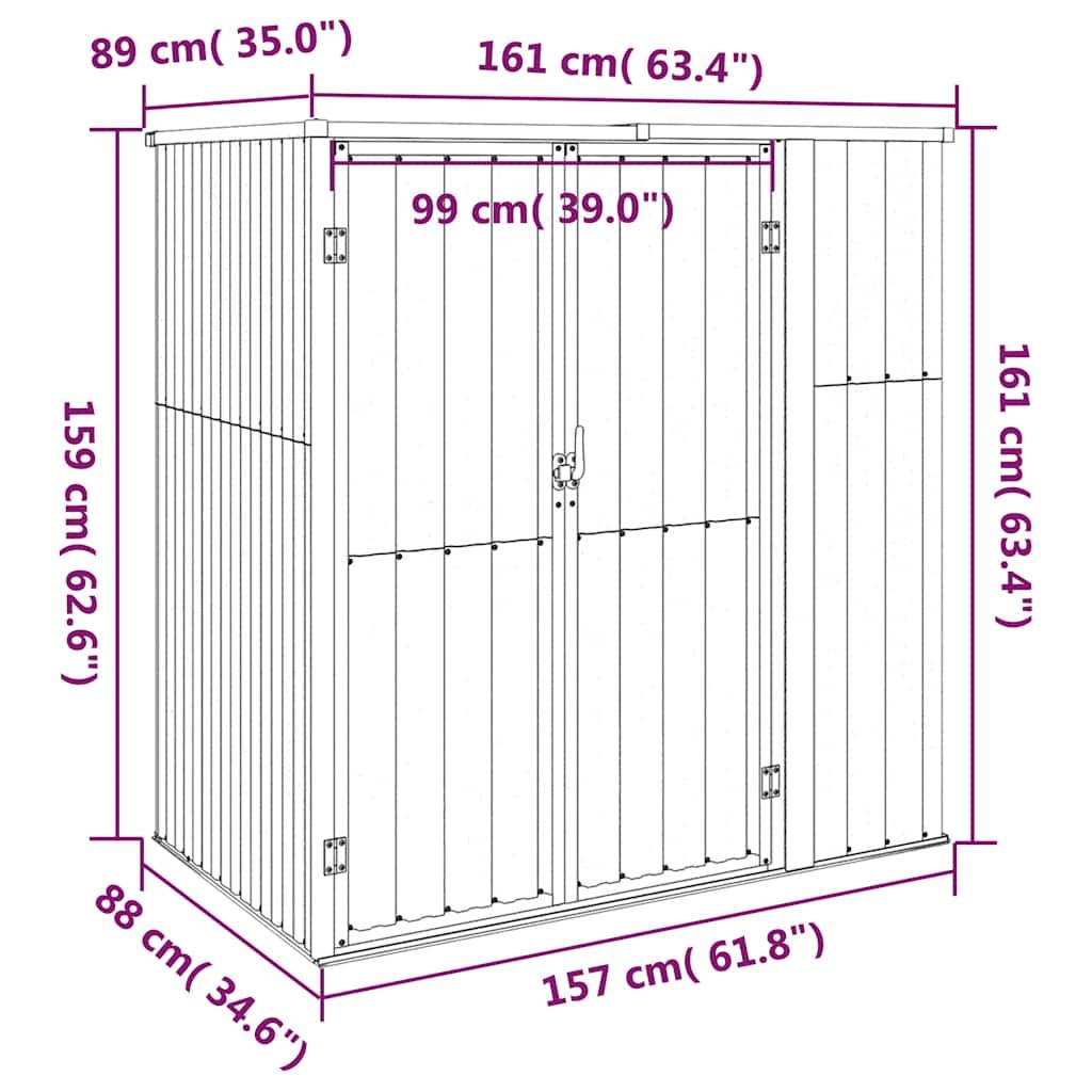 Vidaxl - Abri à outils de jardin marron 161x89x161 cm acier galvanisé vidaXL 316212 - Image 3
