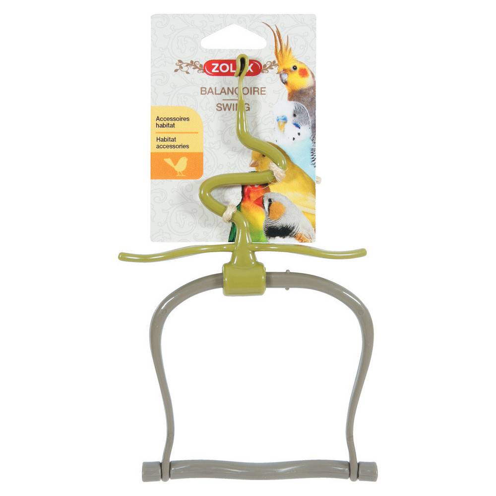 Zolux - Columpio de plástico con decoración de hoja, altura 20 cm, para pájaros - Imagen 1