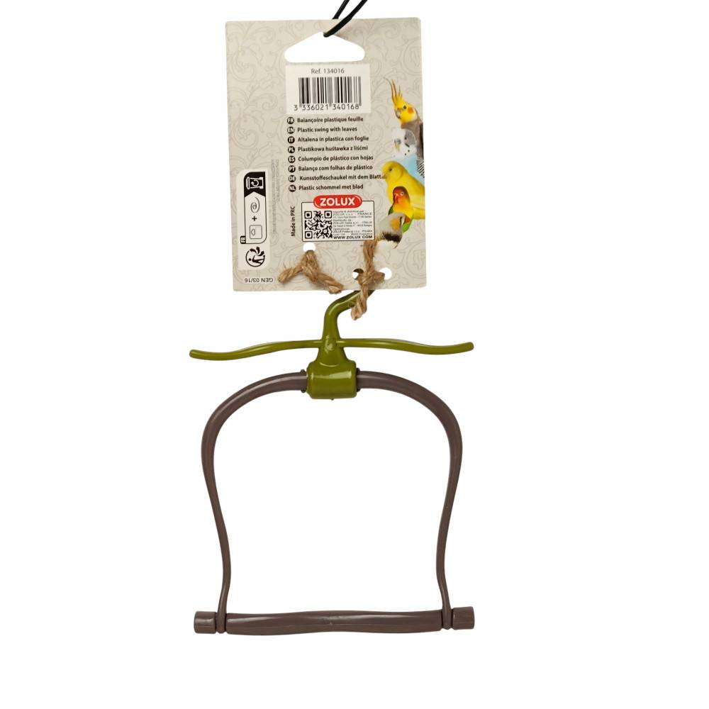Zolux - Columpio de plástico con decoración de hoja, altura 20 cm, para pájaros - Imagen 3