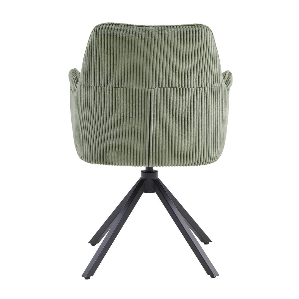 Lot de 2 Fauteuils de table Pivotants Tissu Velours Côtelé Vert - DELIA - Image 8