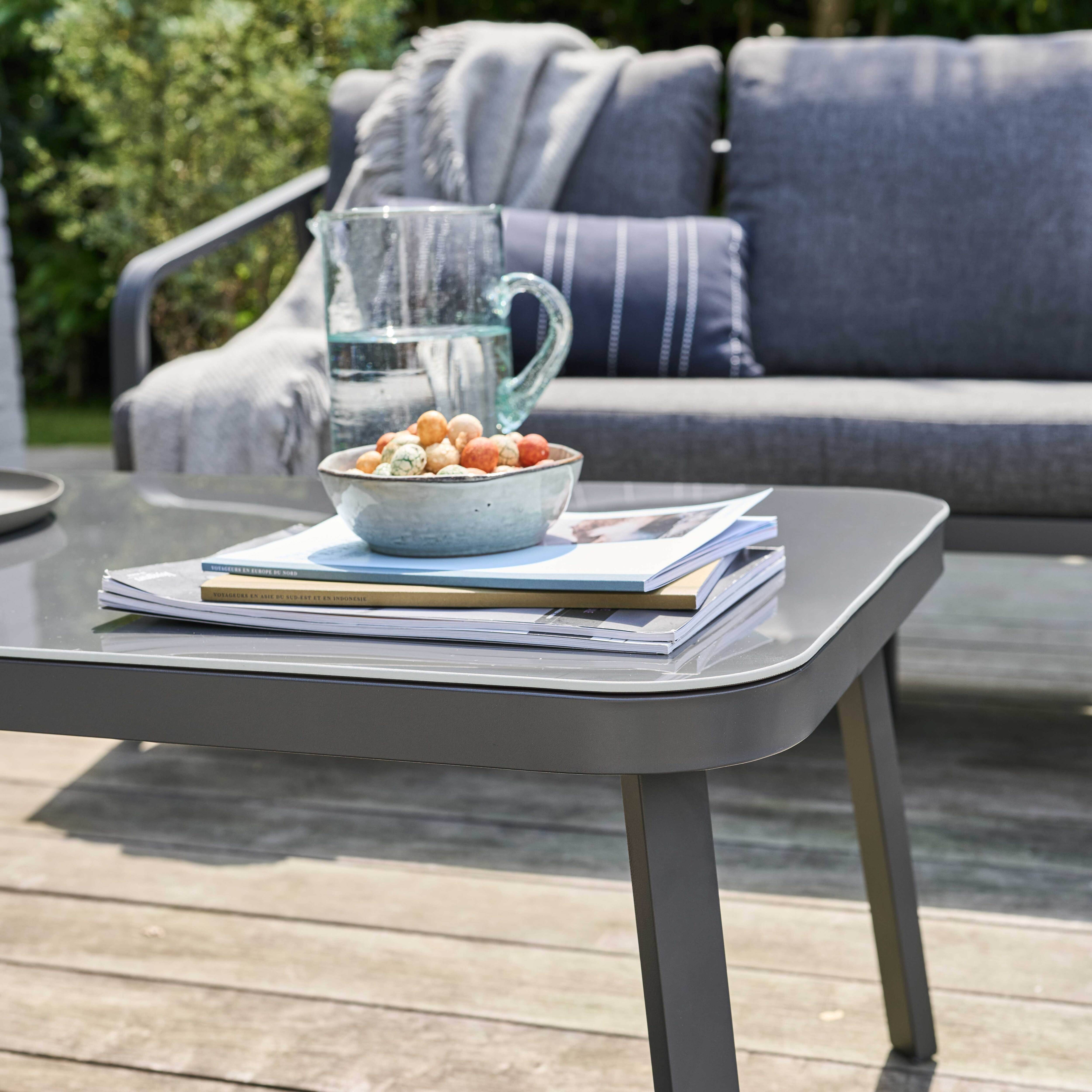 Oviala - Salon de jardin 5 place en aluminium gris anthracite Pampelonne - Oviala - Imagen 3