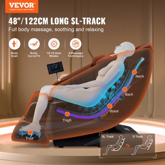 Vevor - VEVOR Fauteuil de Massage Complet du Corps Masseur Shiatsu Inclinable Piste SL - Image 2
