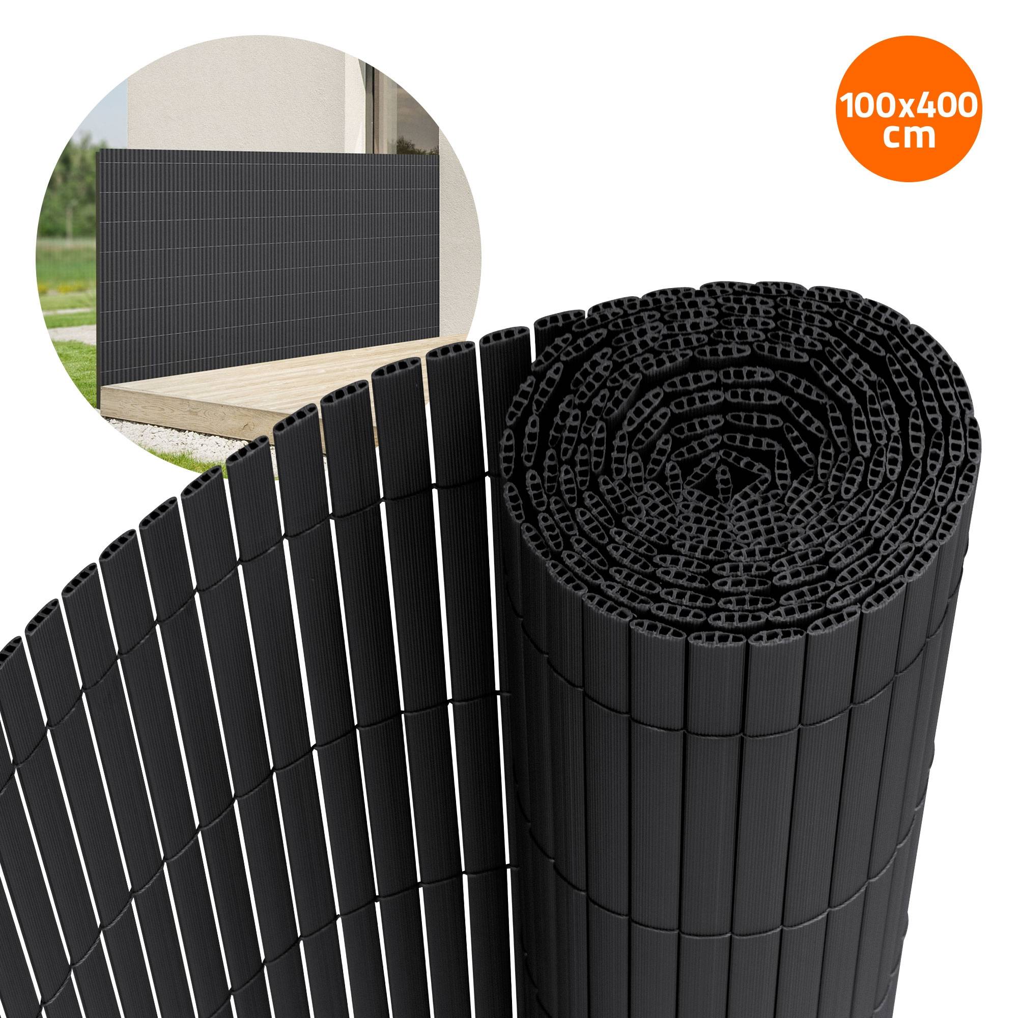 Ecd-Germany - Canisse en PVC anthracite 100x400 cm pare-vue triple renfort anti-UV, occultation totale, clôture de protection brise-vent pour jardin balcon terrasse - Imagen 7