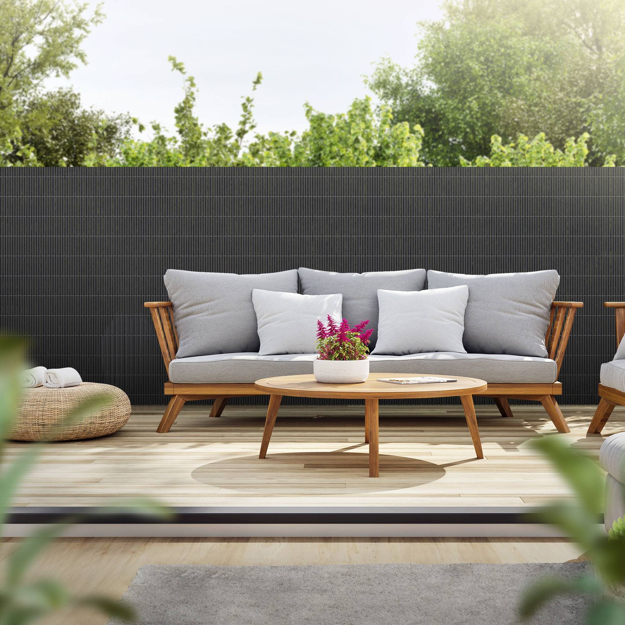Ecd-Germany - Canisse en PVC anthracite 100x400 cm pare-vue triple renfort anti-UV, occultation totale, clôture de protection brise-vent pour jardin balcon terrasse - Imagen 10