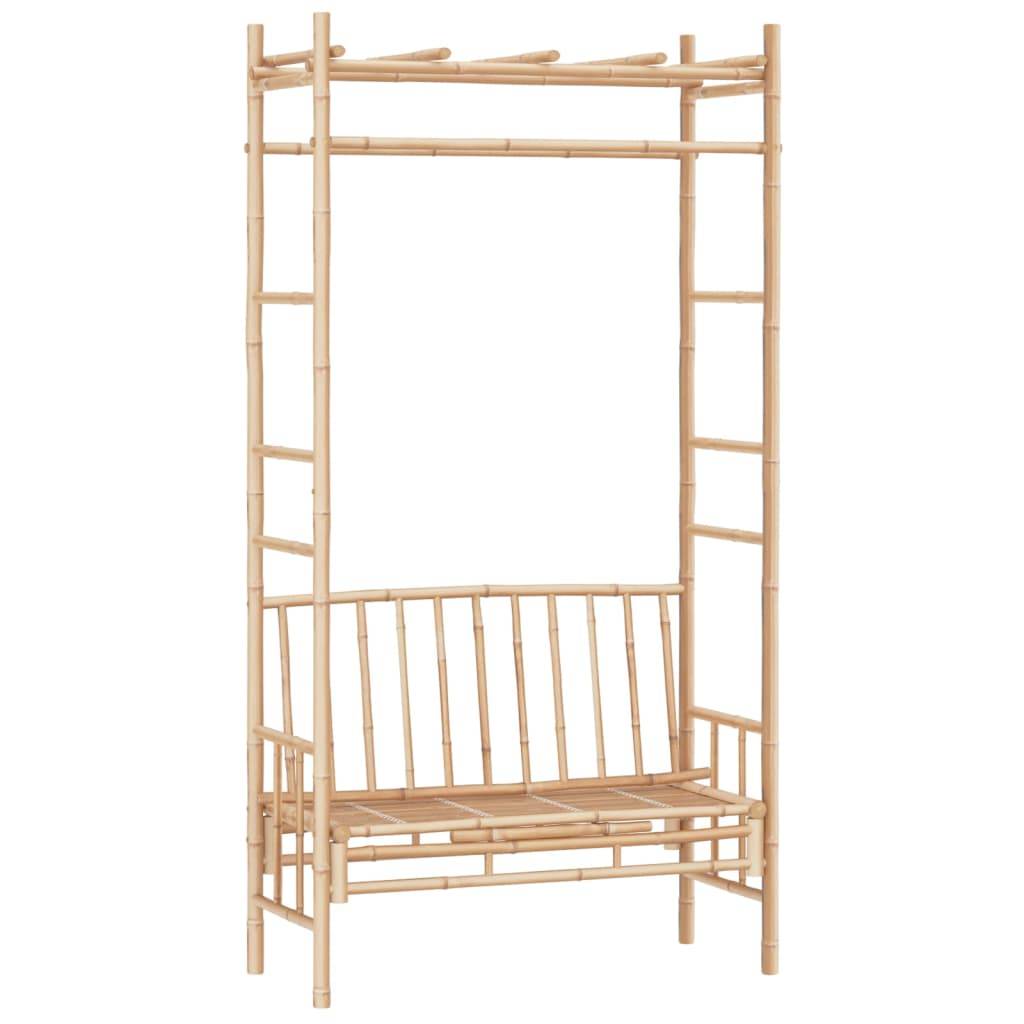 Helloshop26 - Banc de jardin meuble de patio d'extérieur terrasse avec pergola 116 cm bambou - Imagen 1