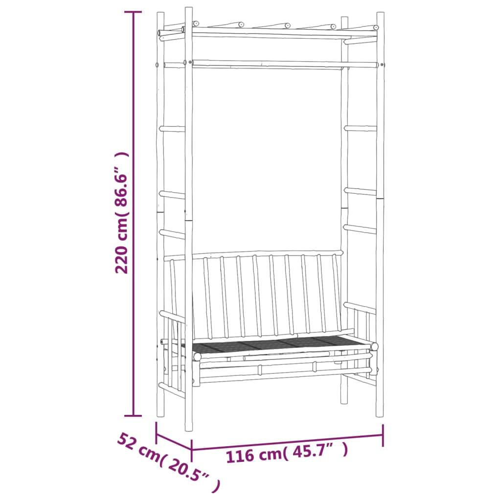 Helloshop26 - Banc de jardin meuble de patio d'extérieur terrasse avec pergola 116 cm bambou - Imagen 5