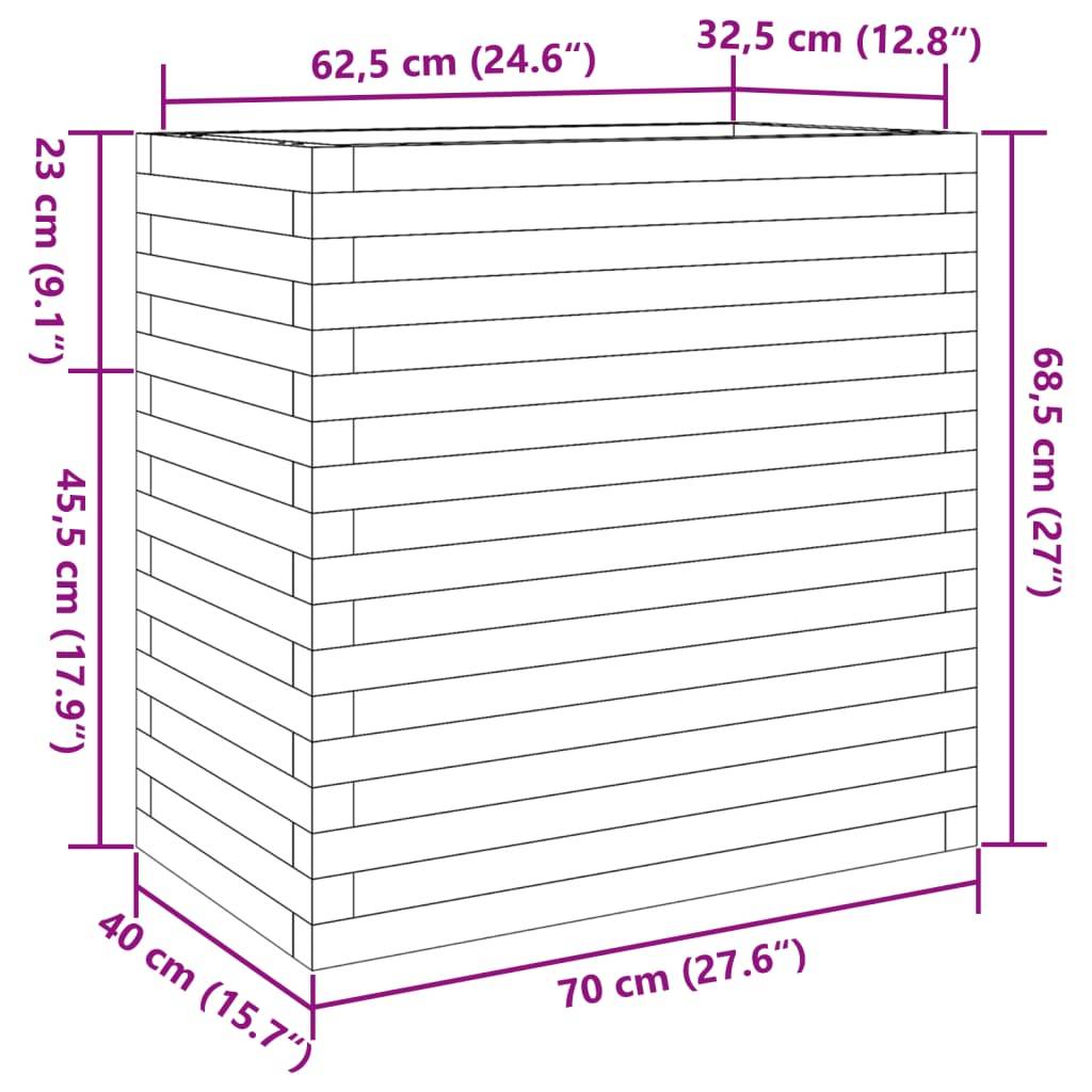 Maison Chic - Jardinière, Bac à fleurs, Pot de fleurs blanc 70x40x68,5 cm bois de pin massif - Imagen 10