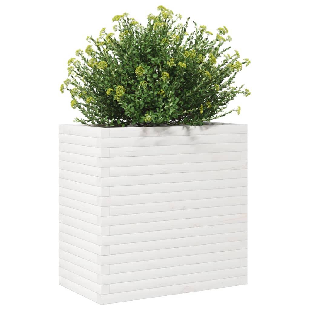Maison Chic - Jardinière, Bac à fleurs, Pot de fleurs blanc 70x40x68,5 cm bois de pin massif - Imagen 4