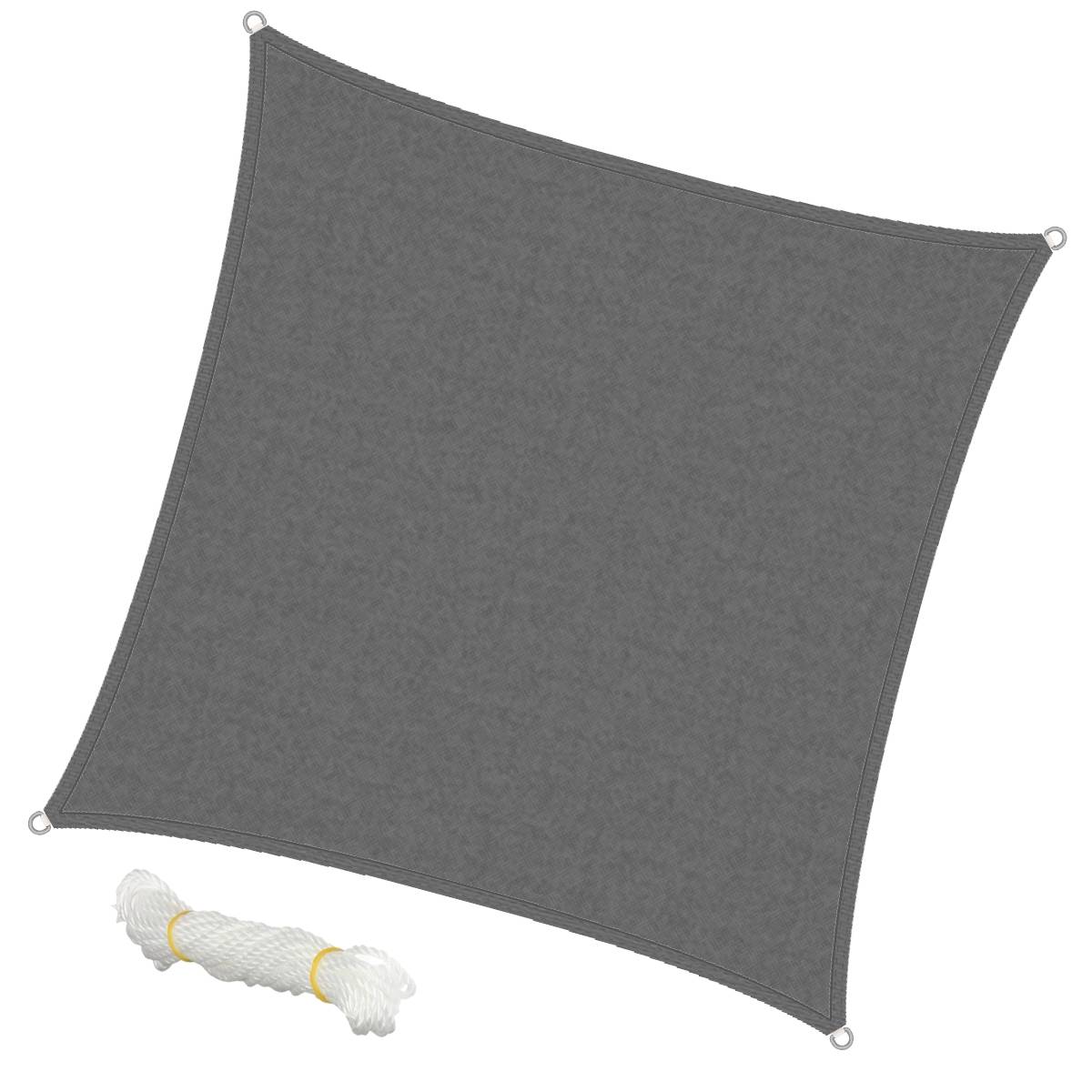Ecd-Germany - Voile d'ombrage protection UV solaire toile tendue parasol carré 3,6x3,6 m gris - Imagen 1