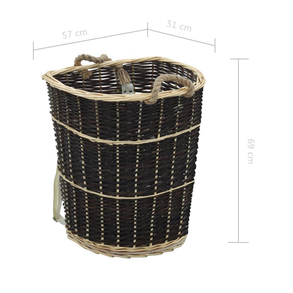 Très grand sac à dos panier à bûches osier naturel transport bois 69 cm – ComfortXL Outdoor Living - Image 3